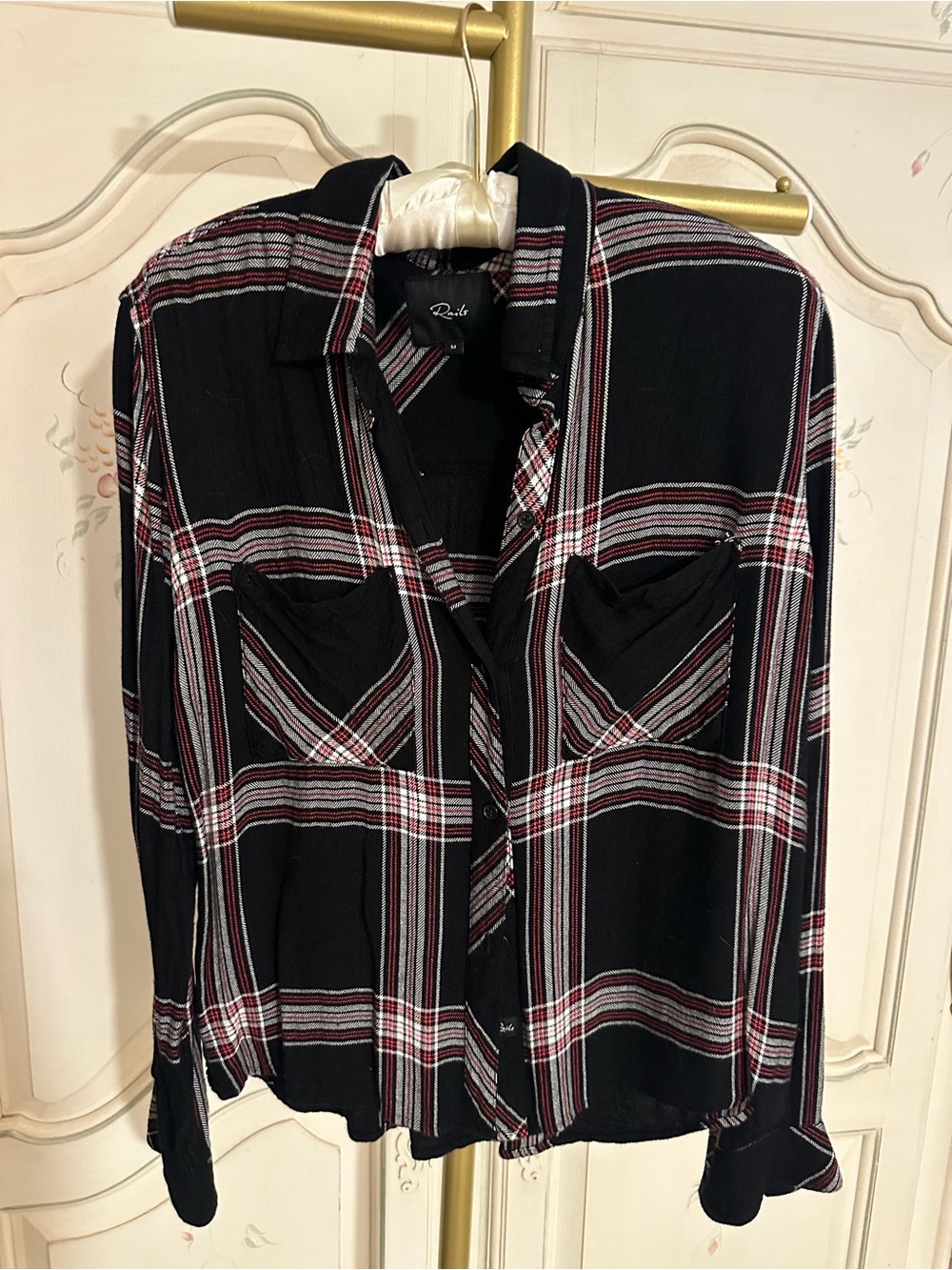 Rails Women’s Black Plaid Button-Up Shirt